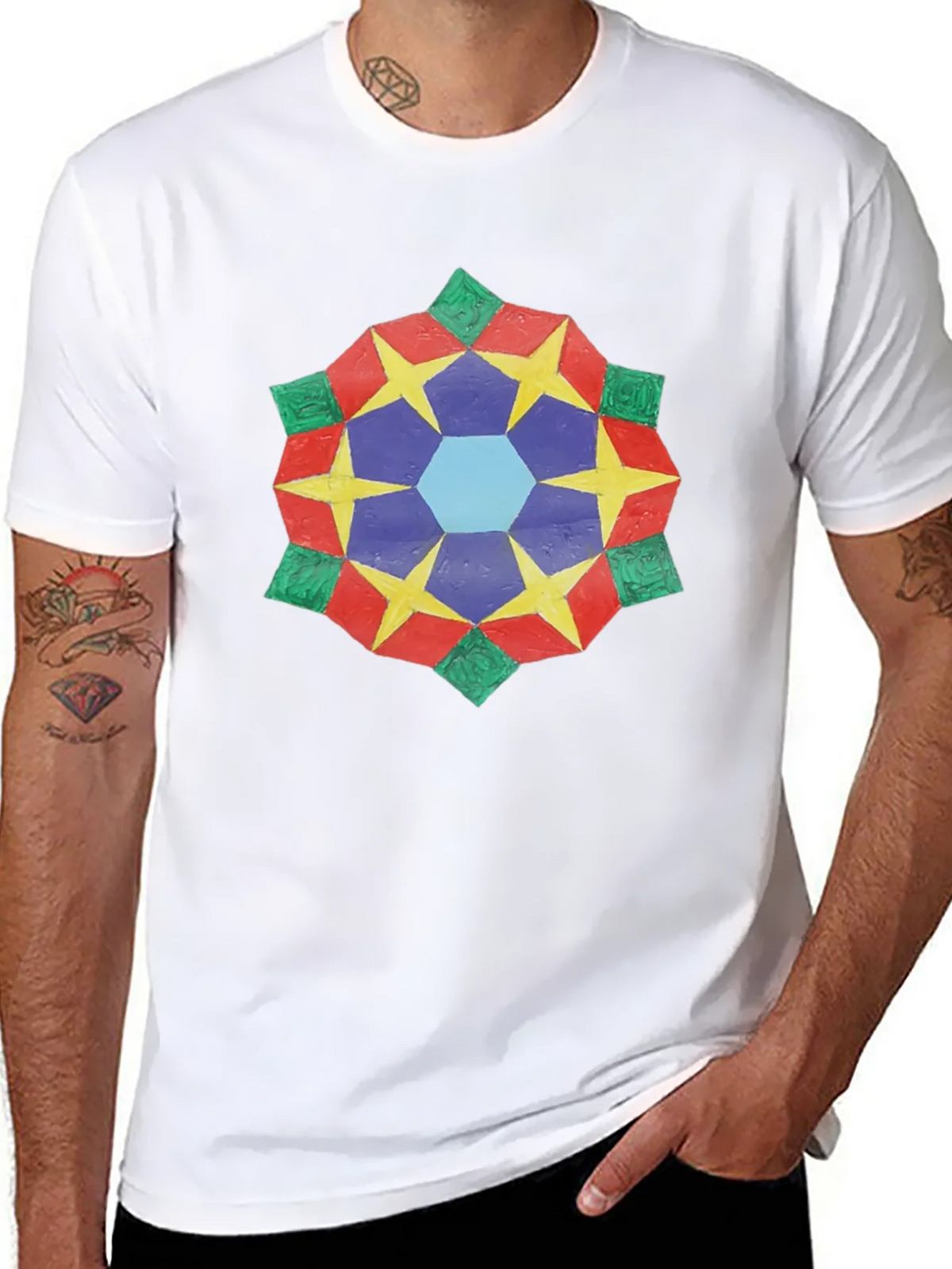 Geometric Star Mandala Black T-Shirt product image 7