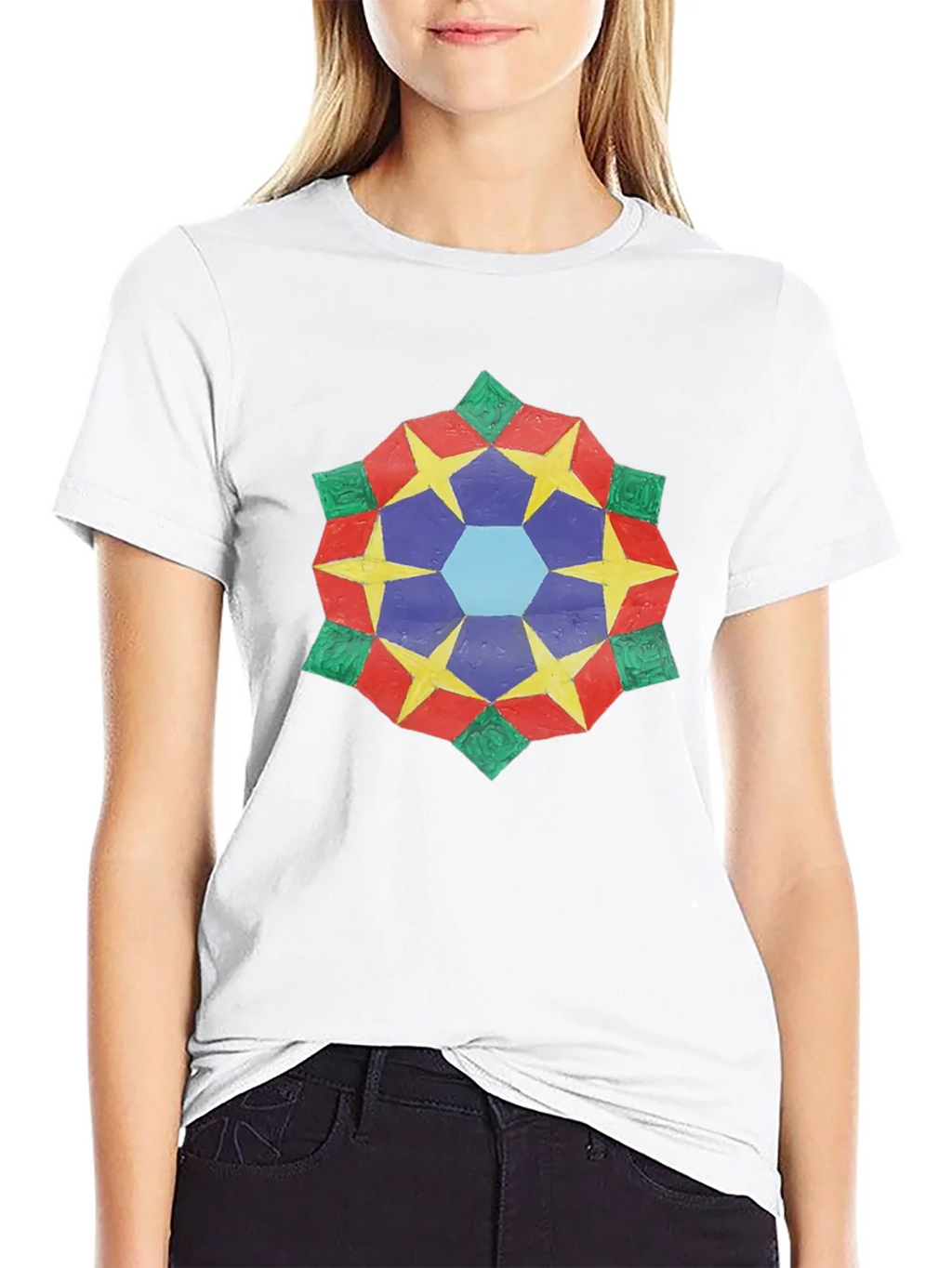 Geometric Star Mandala Black T-Shirt product image 8
