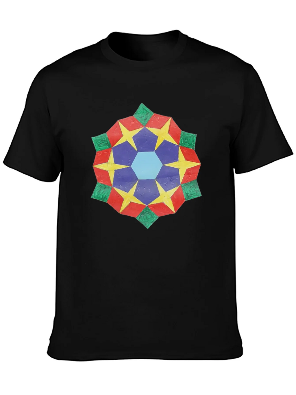 Geometric Star Mandala Black T-Shirt product image 3