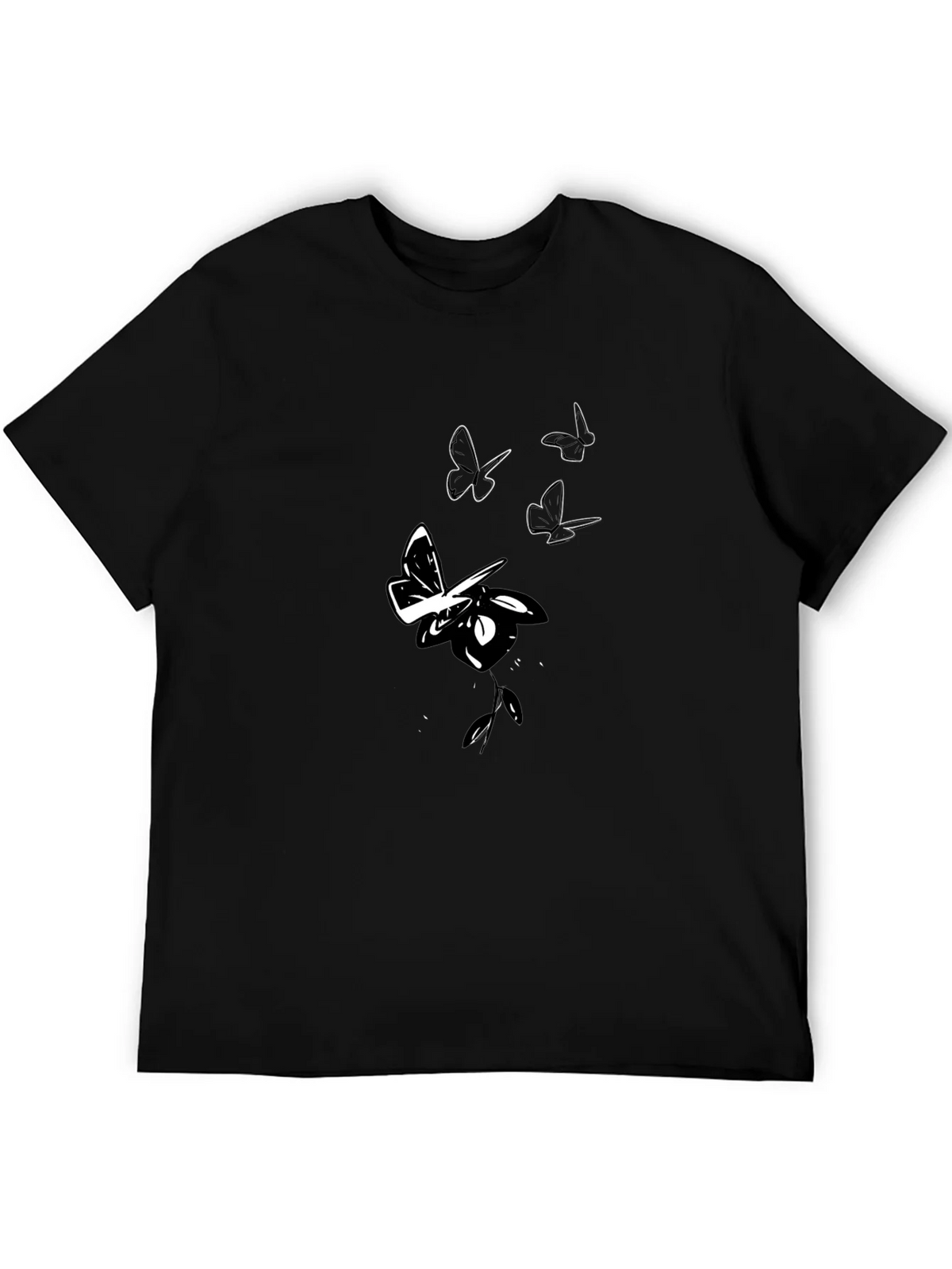 Butterfly Rose Graphic Black T-Shirt product image 5