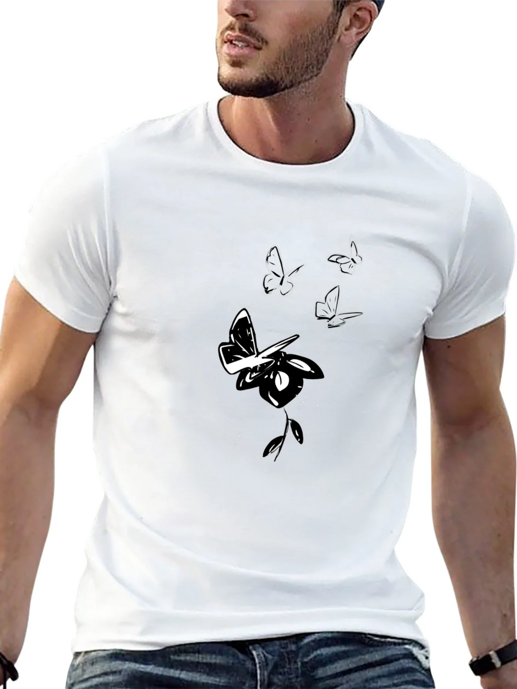 Butterfly Rose Graphic Black T-Shirt product image 12