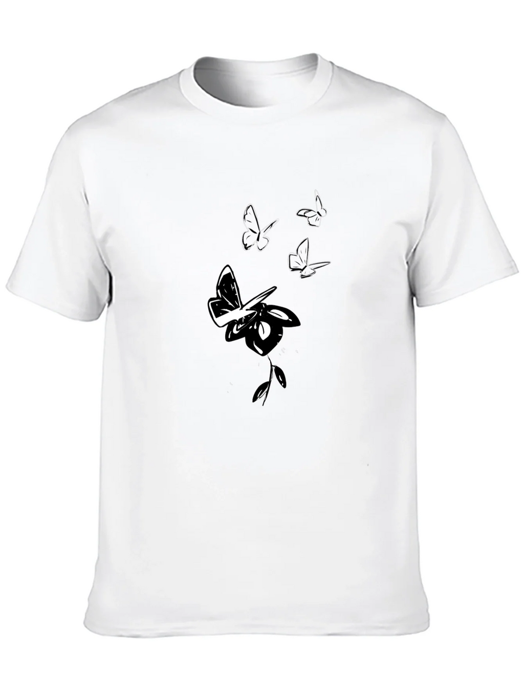 Butterfly Rose Graphic Black T-Shirt product image 9