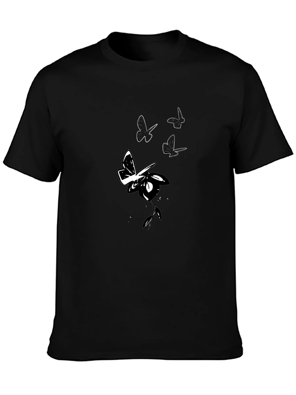 Butterfly Rose Graphic Black T-Shirt product image 3