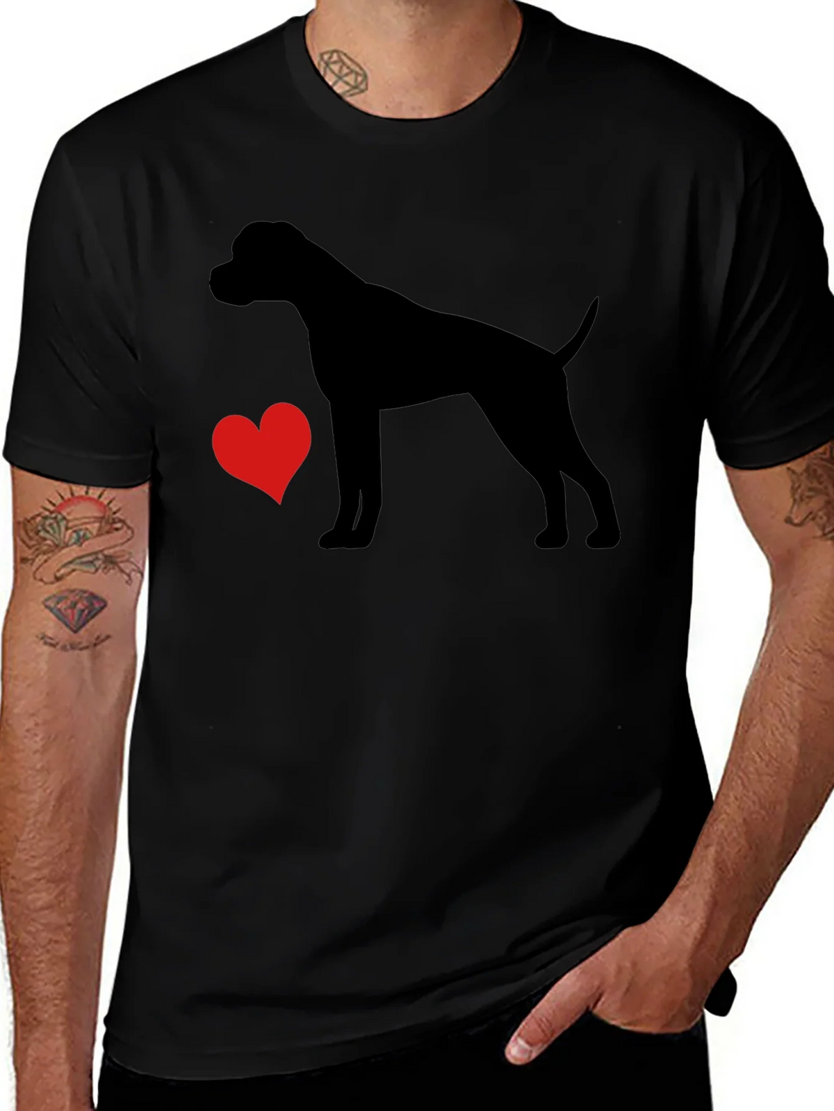Dog Lover T-Shirt - Heart & Canine Silhouette product image 1