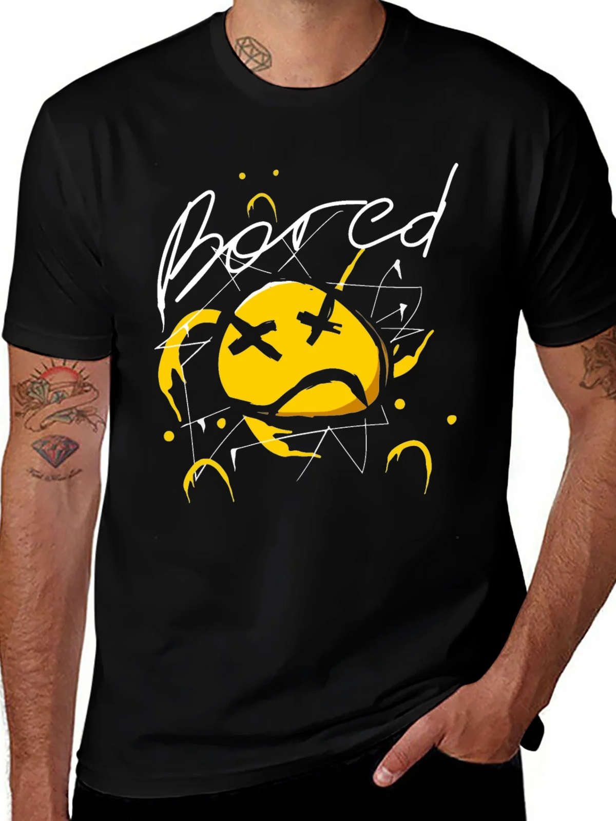 Bored Face Graphic T-Shirt - Stylish Black Tee product image 1