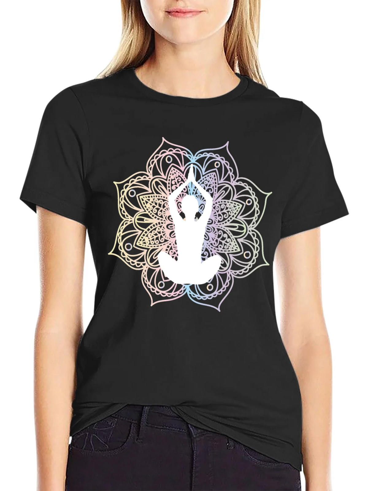 Yoga Mandala Graphic Tee - Black product image 2