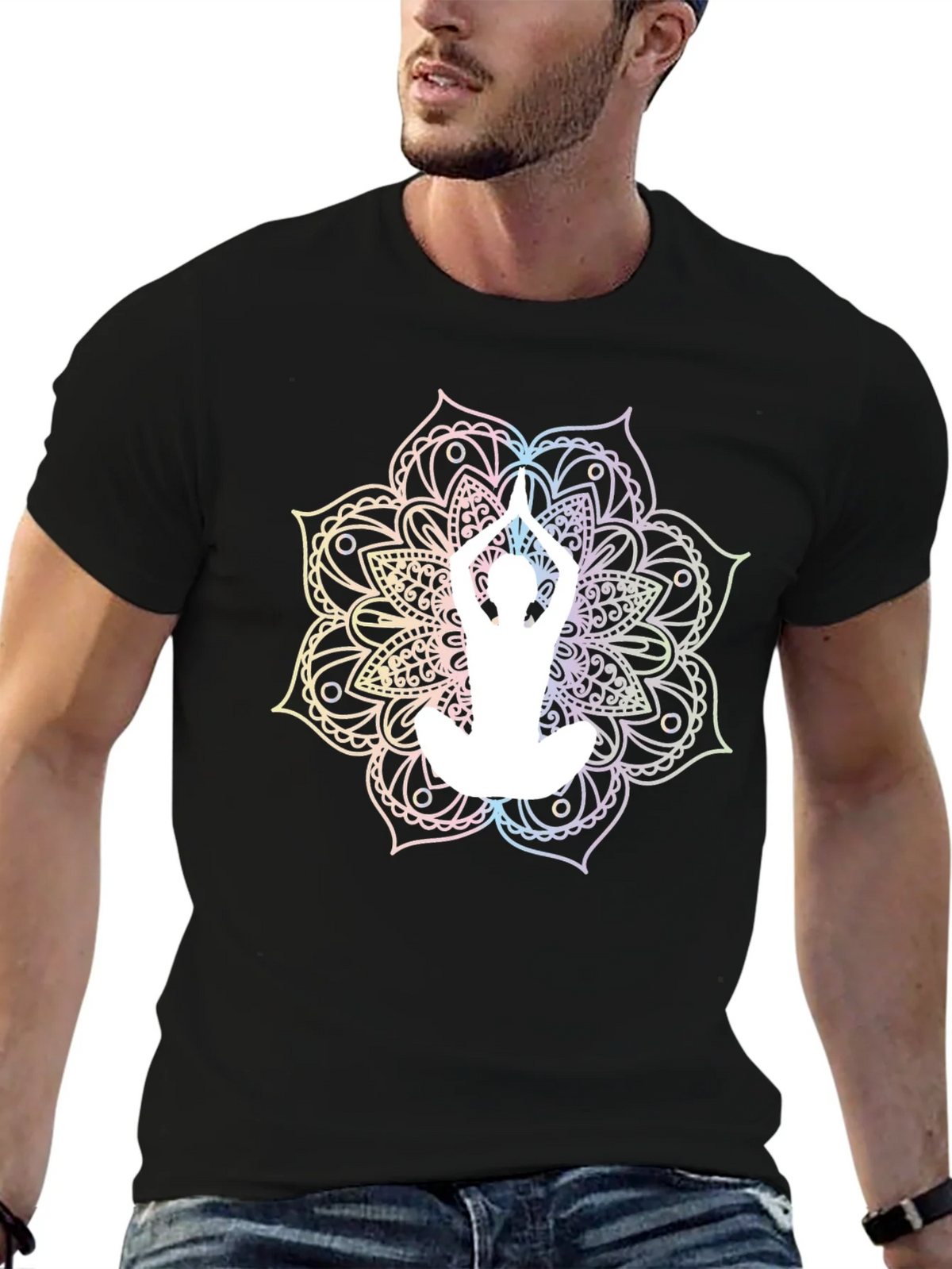 Yoga Mandala Graphic Tee - Black product image 6
