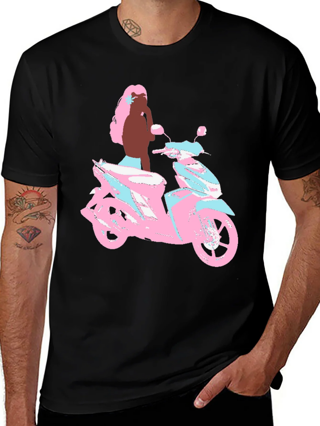Scooter Girl Graphic Tee - Black Cotton T-Shirt product image 1