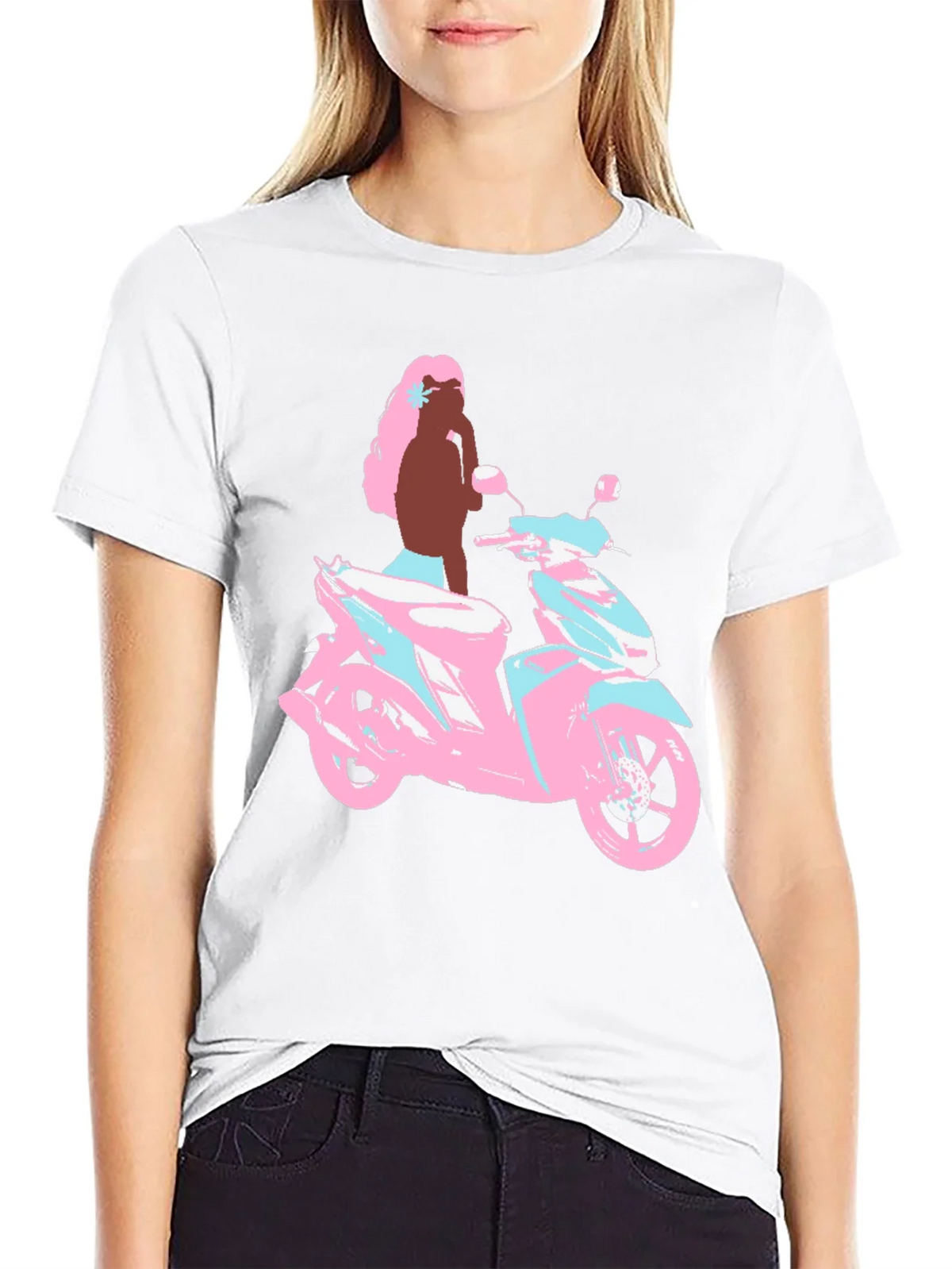 Scooter Girl Graphic Tee - Black Cotton T-Shirt product image 8