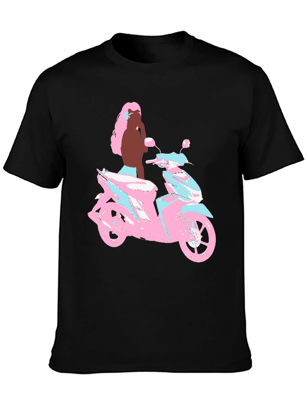 Scooter Girl Graphic Tee - Black Cotton T-Shirt product image 3