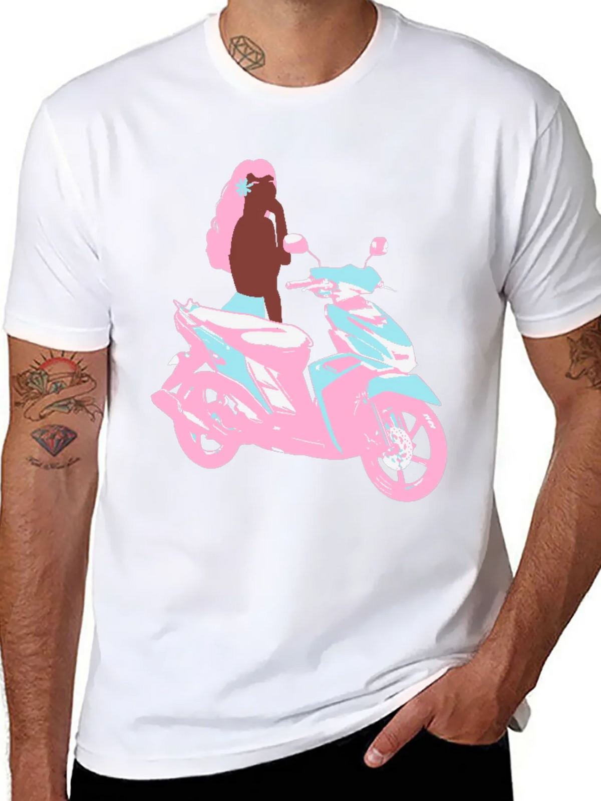 Scooter Girl Graphic Tee - Black Cotton T-Shirt product image 7