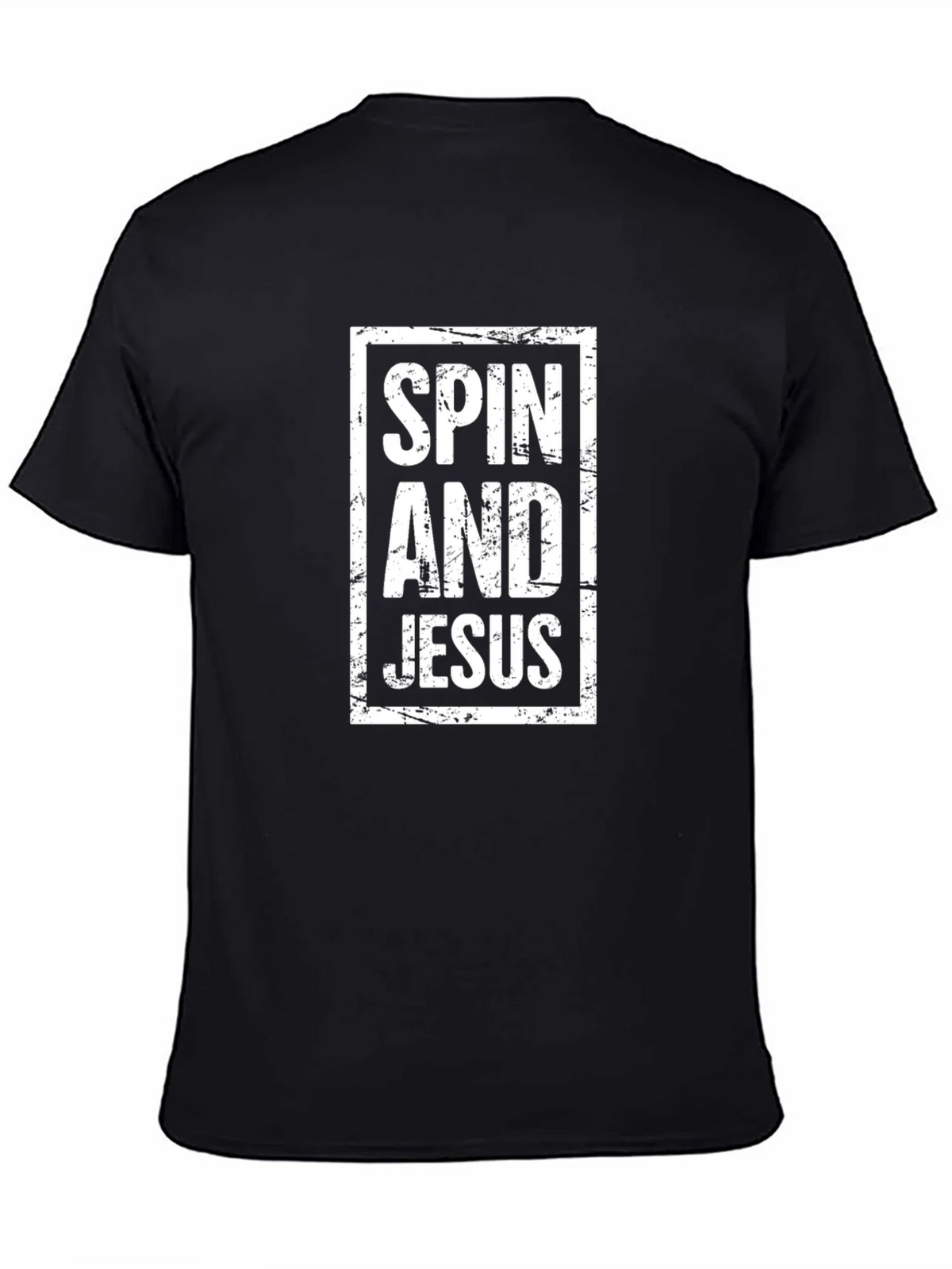 Spin and Jesus Graphic Tee - Black Cotton T-Shirt product image 4