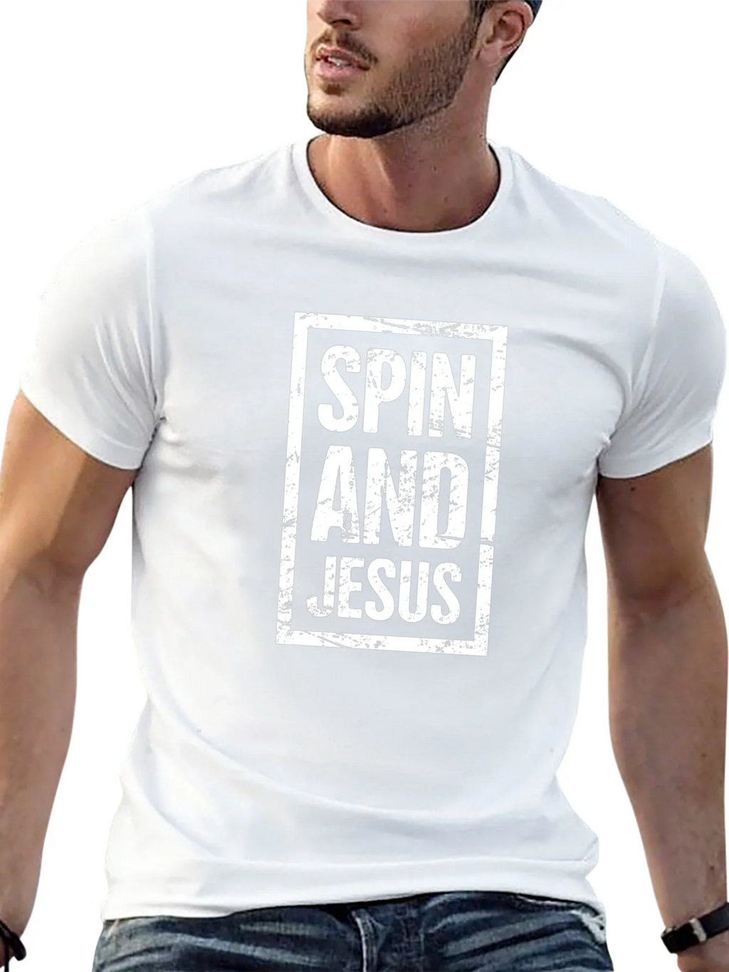 Spin and Jesus Graphic Tee - Black Cotton T-Shirt product image 12