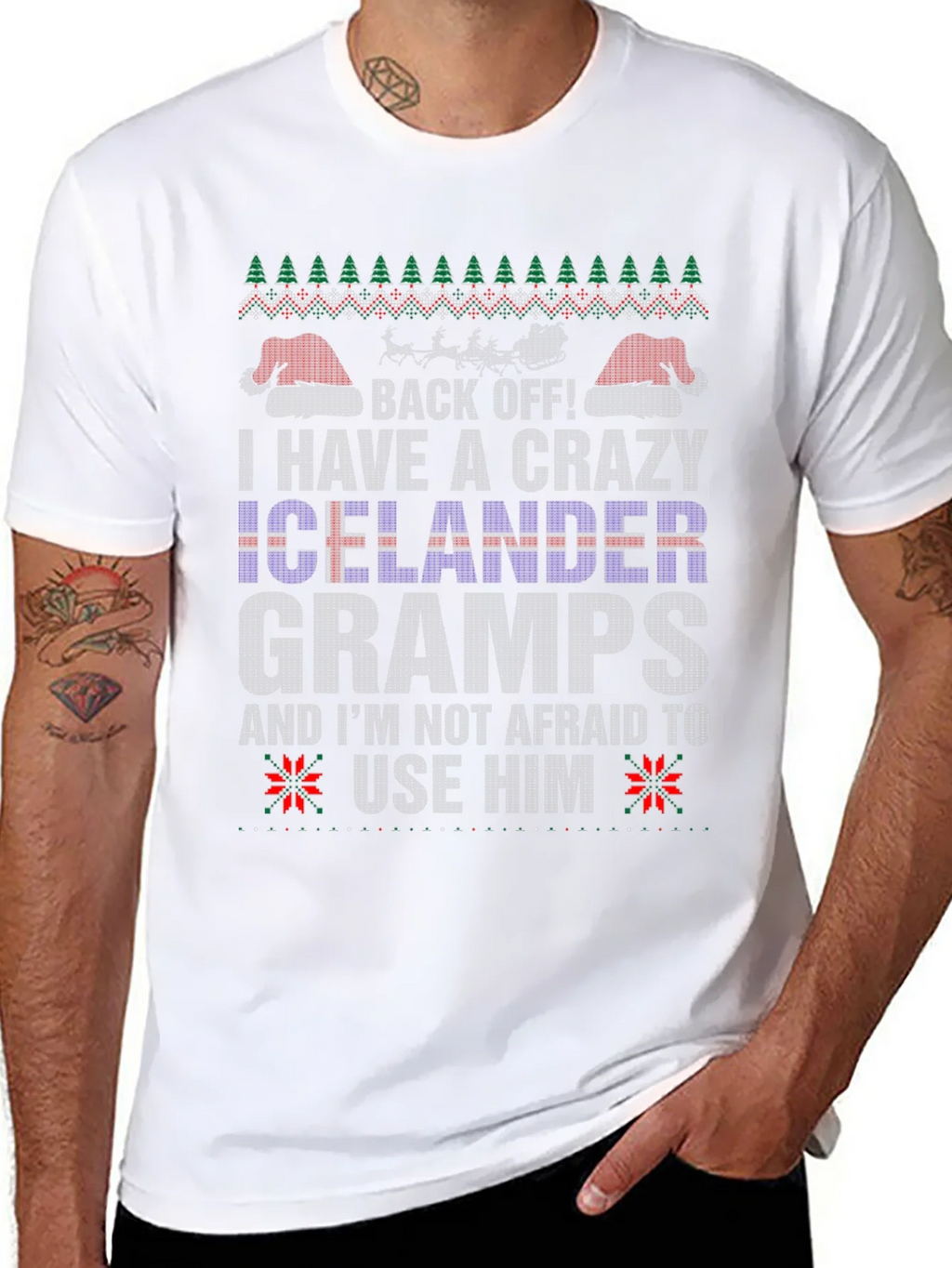 Crazy Icelander Gramps Christmas Sweater T-Shirt product image 3