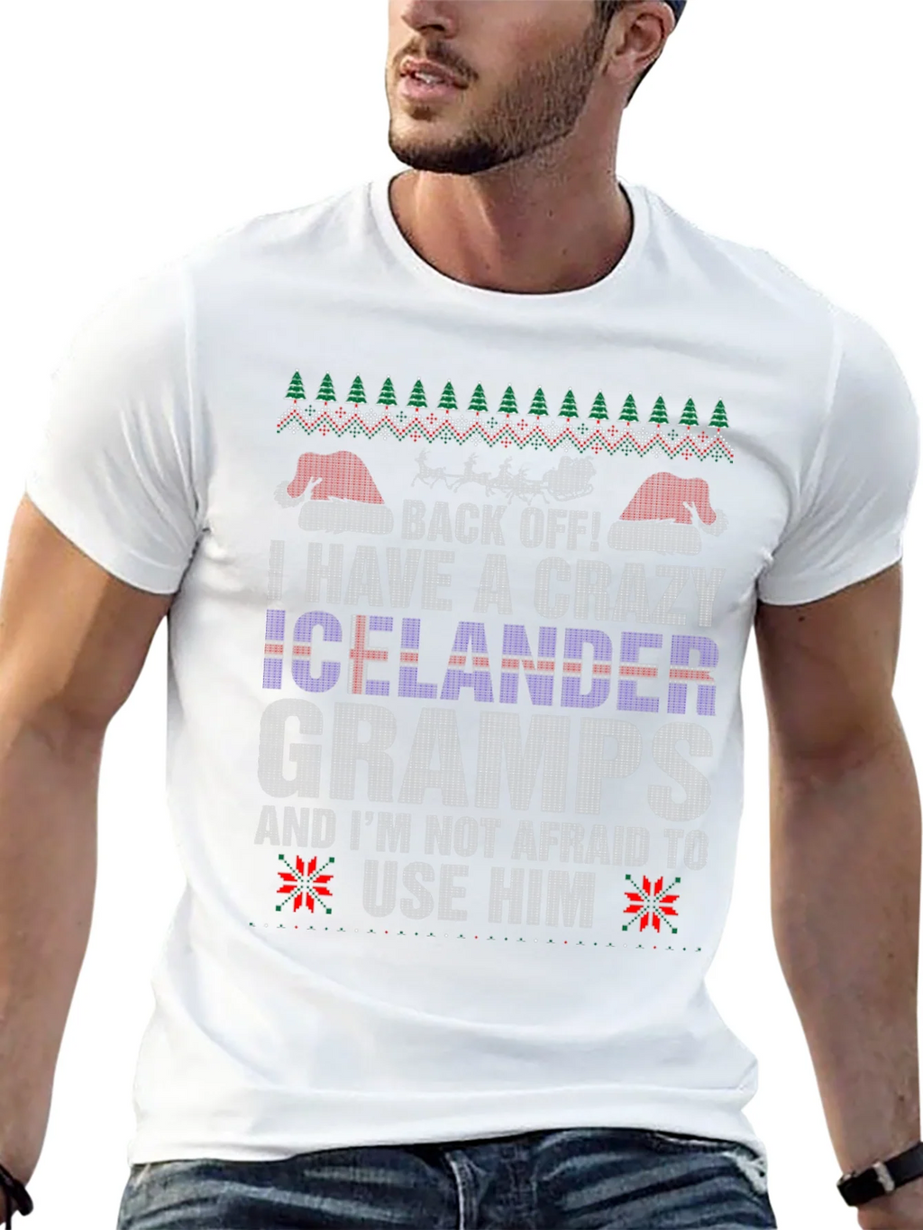 Crazy Icelander Gramps Christmas Sweater T-Shirt product image 7