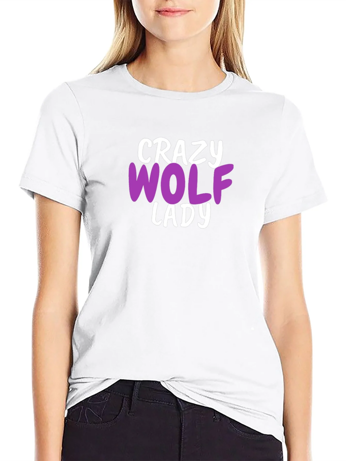 Crazy Wolf Lady T-Shirt - Novelty Graphic Tee product image 8