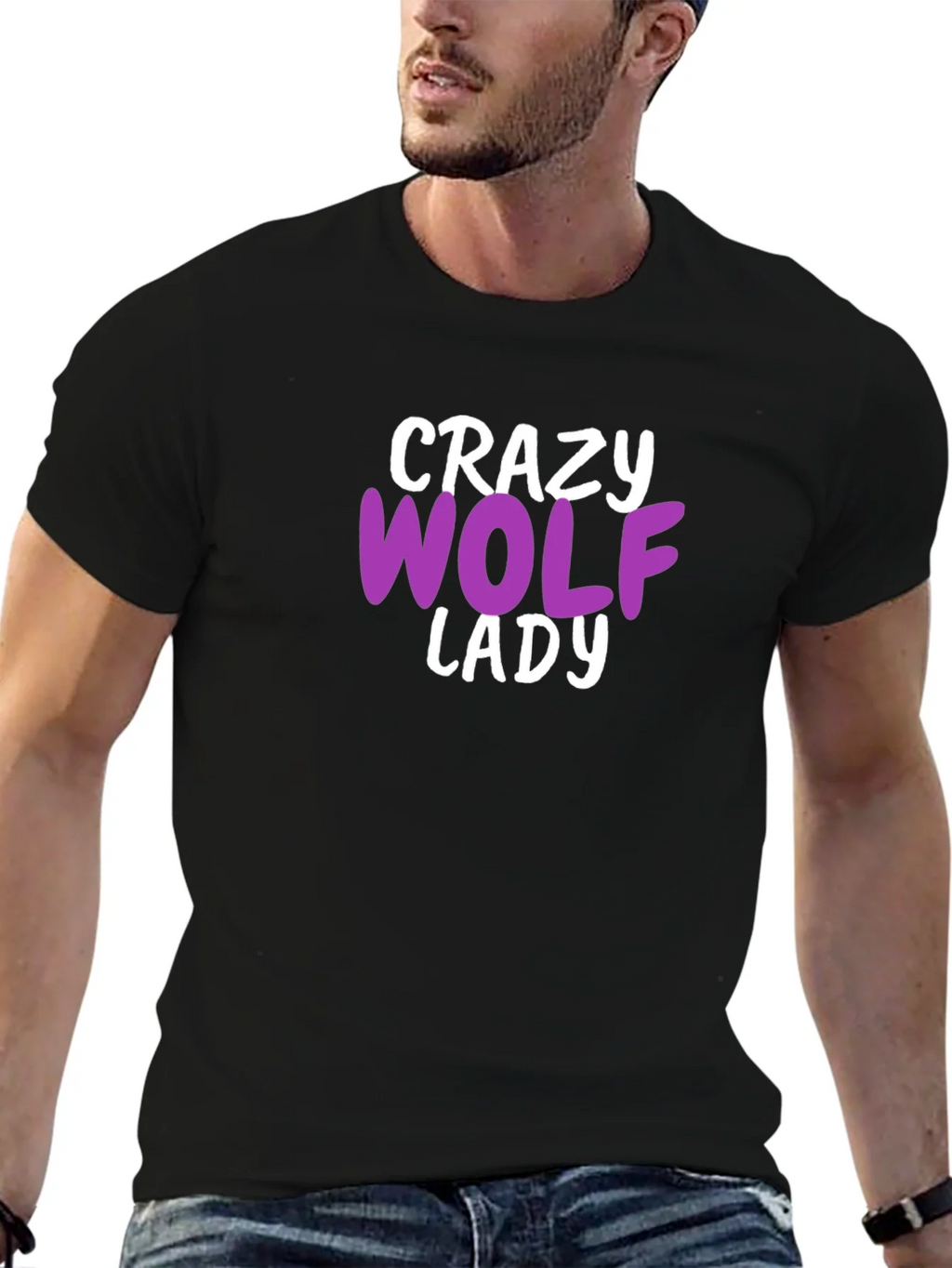 Crazy Wolf Lady T-Shirt - Novelty Graphic Tee product image 6