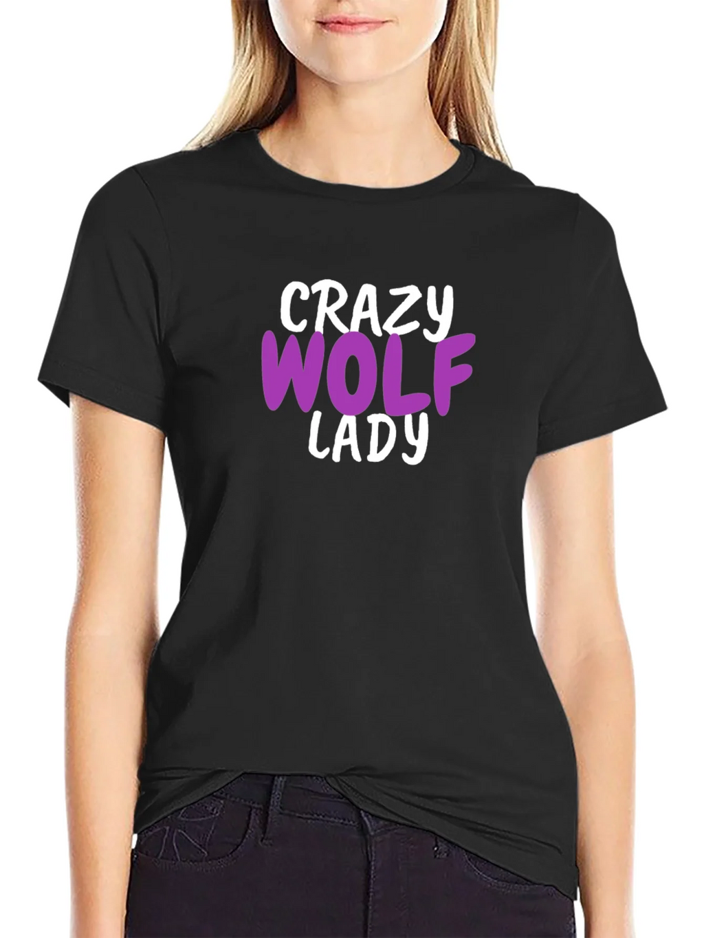 Crazy Wolf Lady T-Shirt - Novelty Graphic Tee product image 2