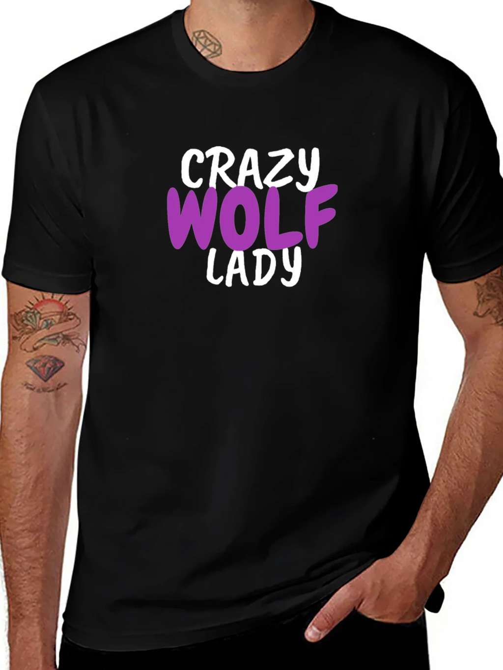 Crazy Wolf Lady T-Shirt - Novelty Graphic Tee product image 1
