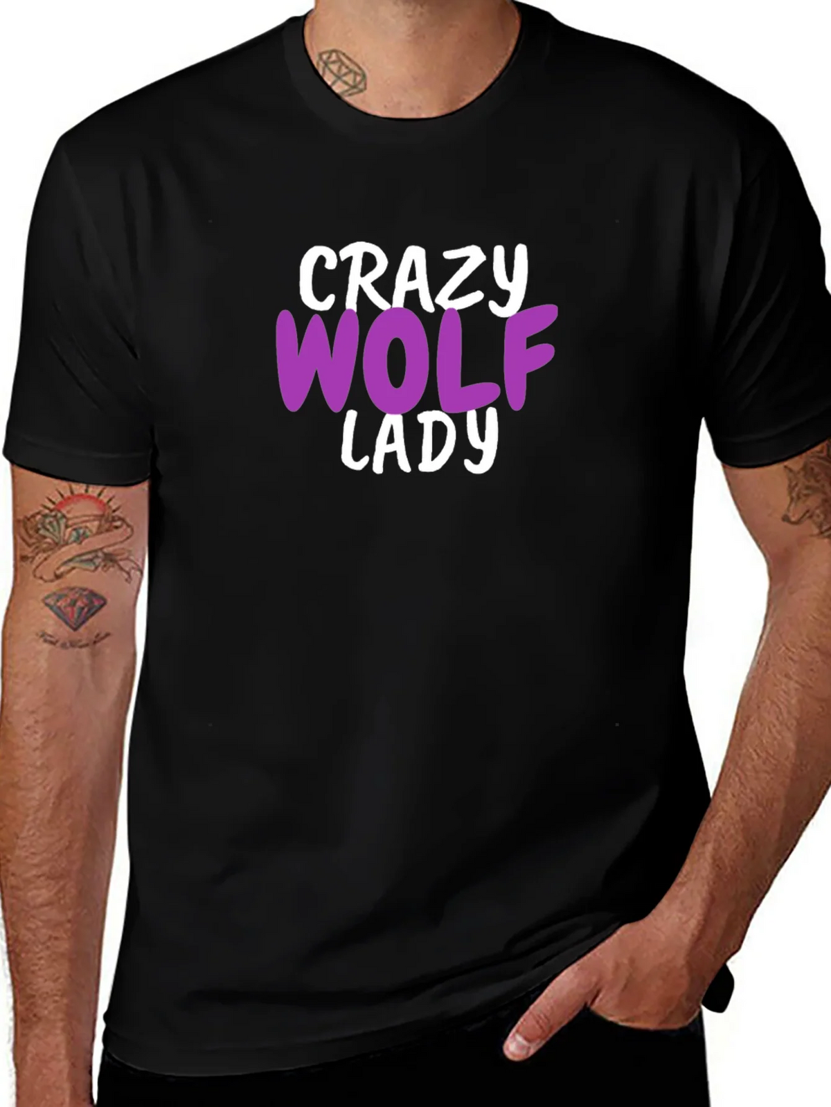 Crazy Wolf Lady T-Shirt - Novelty Graphic Tee product image 1