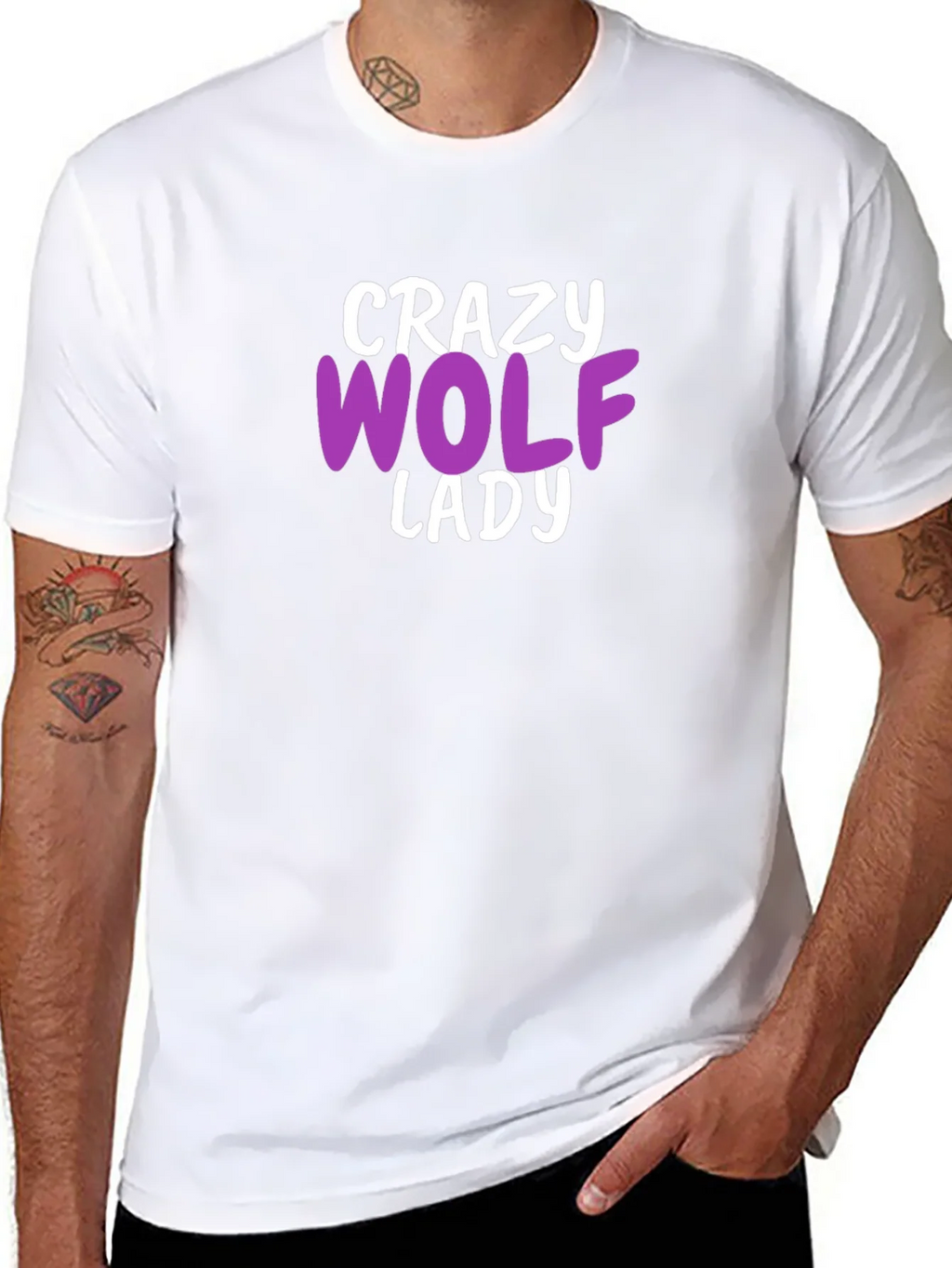 Crazy Wolf Lady T-Shirt - Novelty Graphic Tee product image 7