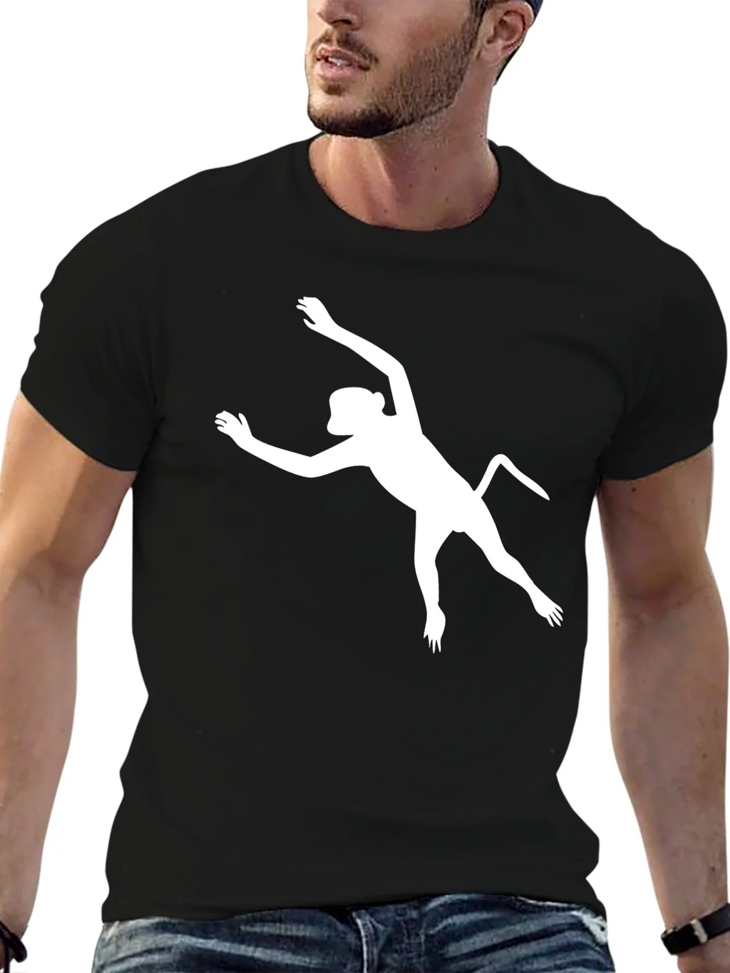 Cool Monkey Silhouette Black T-Shirt product image 6